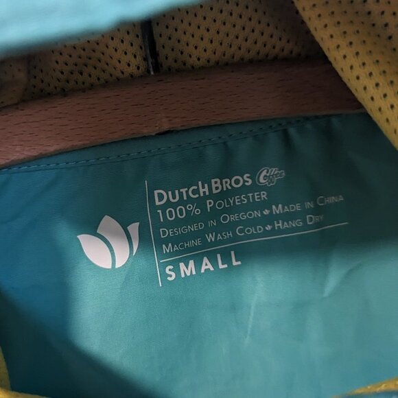 Dutch Bros 1/4 Zip Hooded Pullover Windbreaker Jacket Green Lightweight Small - Picture 7 of 8